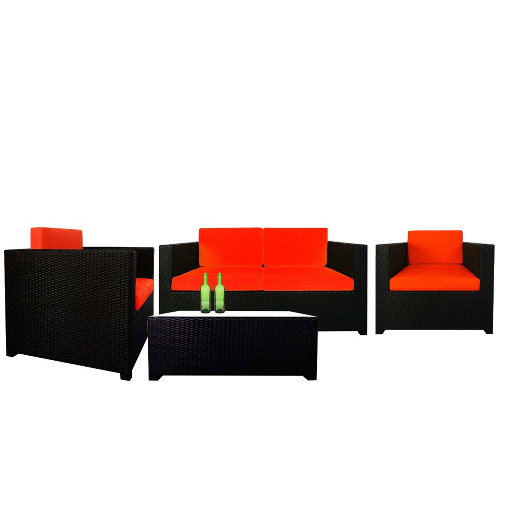 Fiesta Sofa Set II, Orange Cushions   Arena Living  Balcony  Outdoor  Garden  Furniture  Fast Delivery Singapore
