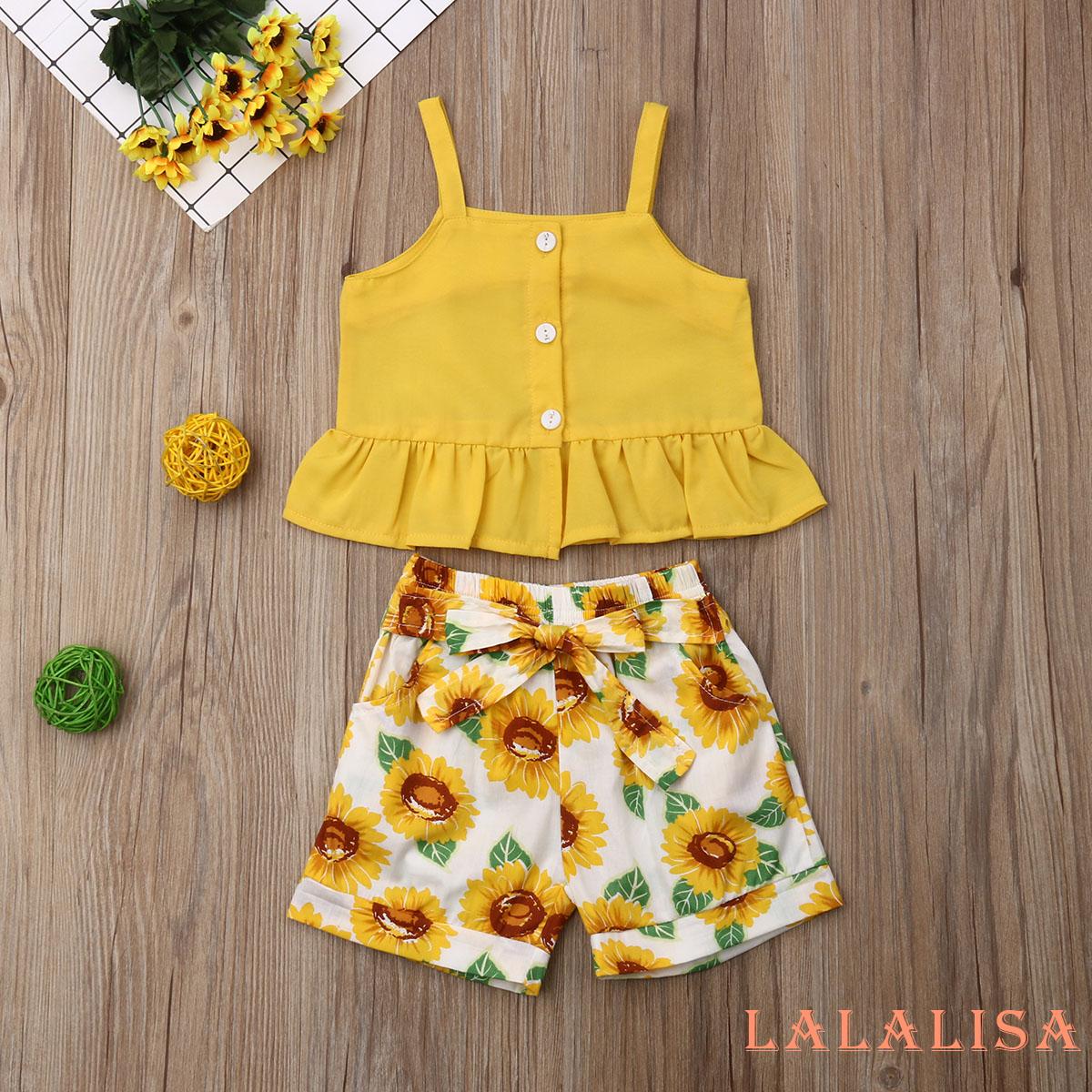 yellow top and shorts