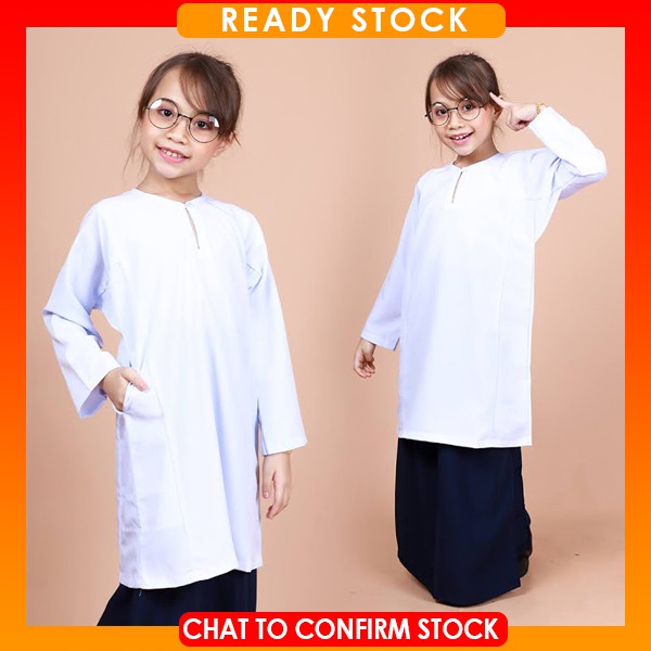Primary School Uniform Kurung M16792 Long Sleeves Baju Sekolah Rendah Top Perempuan Kids Kafa Shopee Singapore