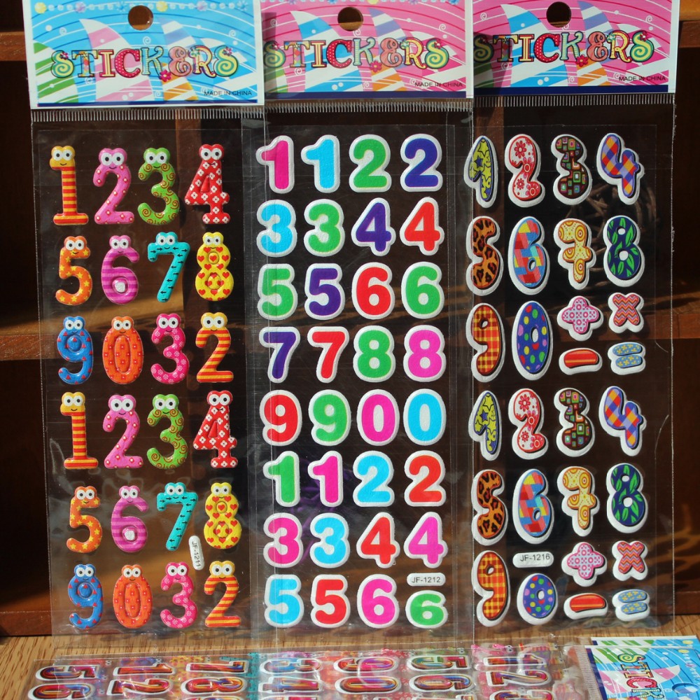 6 Sheets Lot Arabic Numbers 3d Carton Bubble Sticker For Kids Birthday Present Party Favor Gifts Shopee Singapore