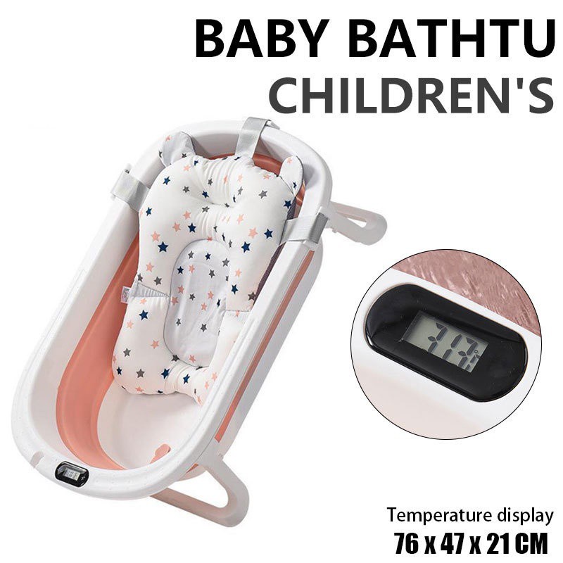 Foldable Baby Bathtub With Temperature Sitting In A Large Tub Household Bath For Children Bath  