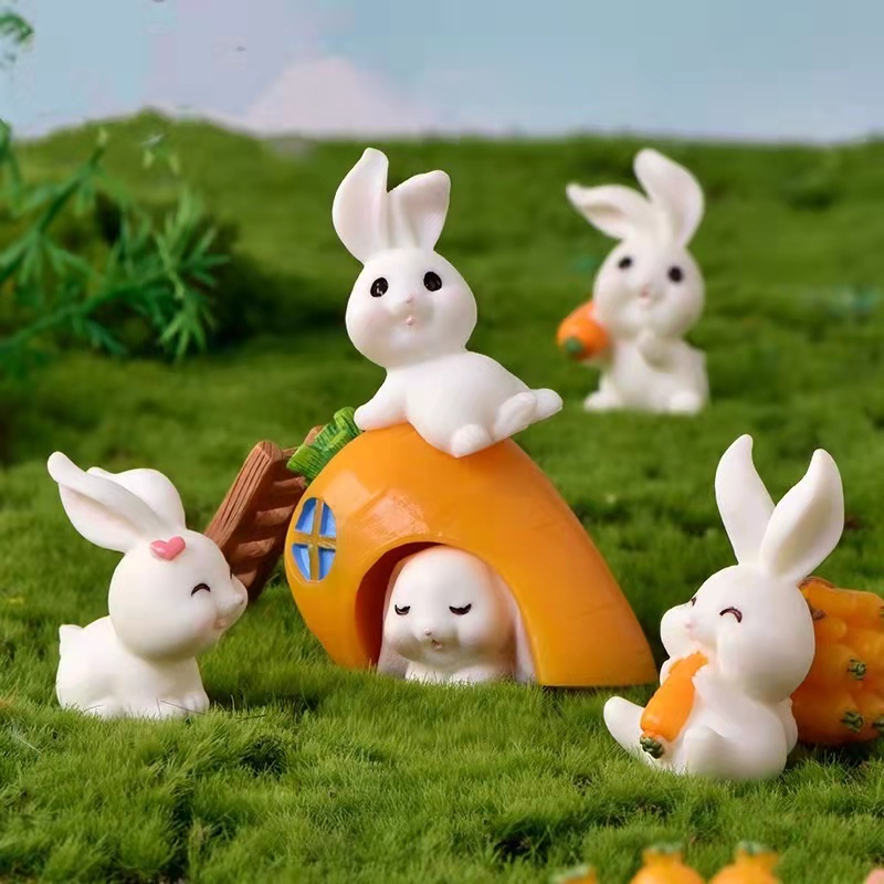 Miniature Cute Rabbit Mini Animal Garden Ornament DIY Home Decoration Dollhouse Decorations