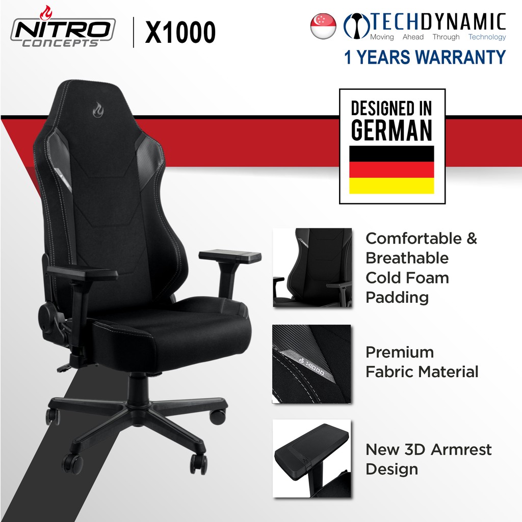 Nitro Concepts X1000 Fabric Gaming Chairs Available In 4 Colors Shopee Singapore