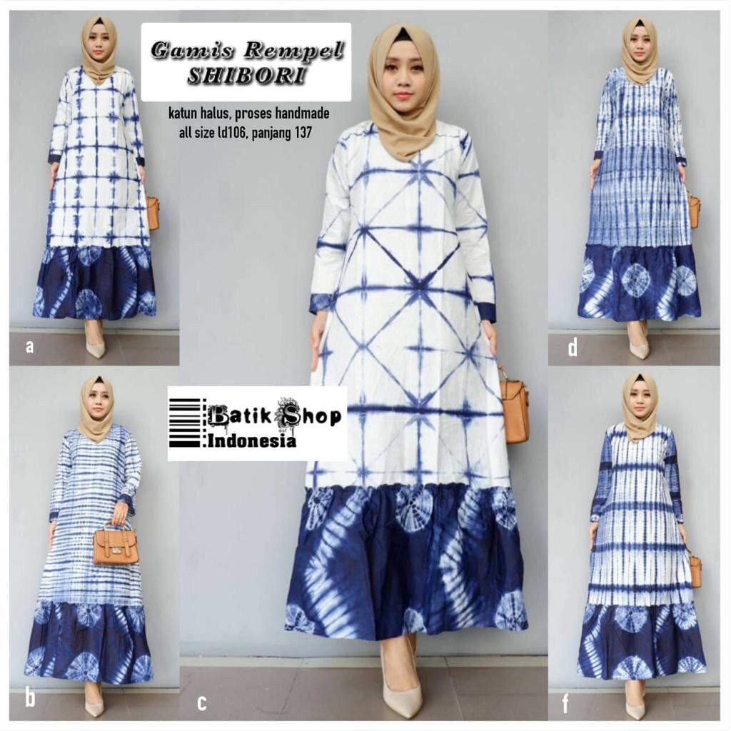 Gamis Rempel Shibori Rempel Modern Batik Handmade Jumputan Muslim Dress Tie Dye Sibori Office Party Shopee Singapore