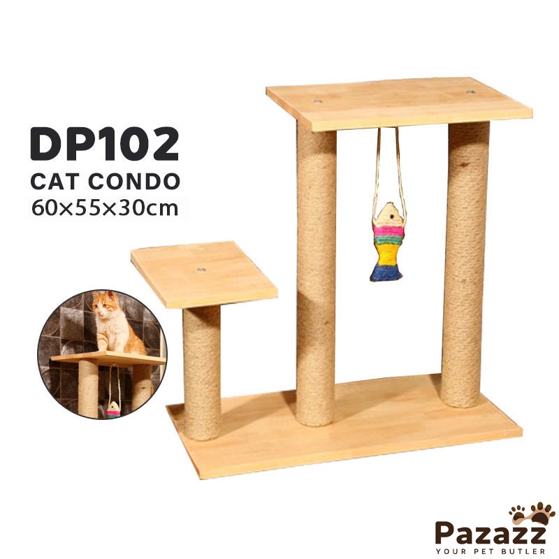 Pazazz Solid Wood Cat Condo And Cat Tower Cat Sisal Post / Scratching