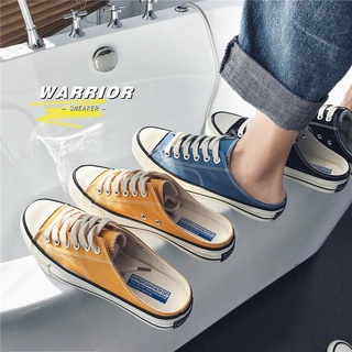 men's slip-on shoes--Summer Half Slippers Men S Canvas Shoes Couples Korean Version All-Match Lazy Shoes Trendy Shoes Ne