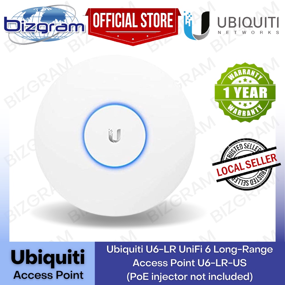 Ubiquiti U6-LR UniFi 6 Long-Range Access Point U6-LR-US (PoE injector ...