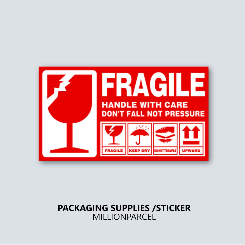 9 x 5cm Fragile Sticker/Cargo Label/Carton Box/ Bubble Wrap/ Polymailer Shopee Singapore