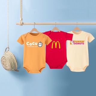 Food Themed MCDO KRISPY KREME Logo Cotton Baby Onesie Cute Baby Romper Baby Funny Clothes Baby Gift