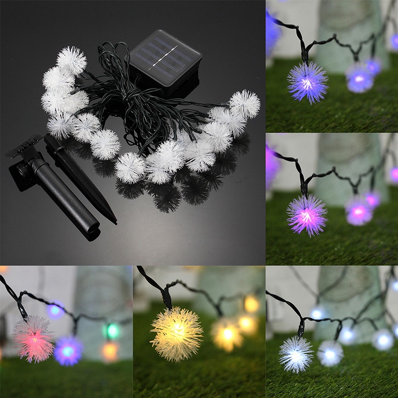 5m 20led Dandelion Ball Solar Christmas Party Decor Outdoor Fairy
