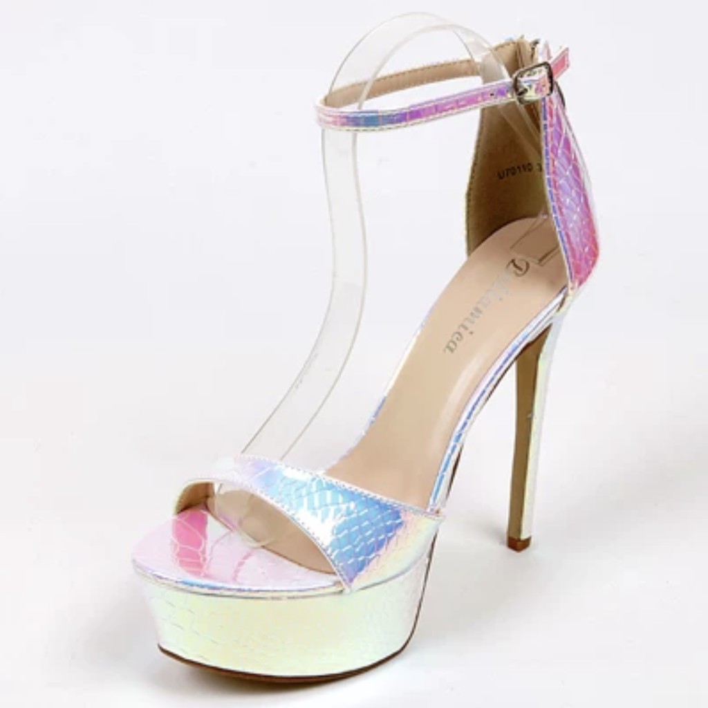 iridescent platform heels