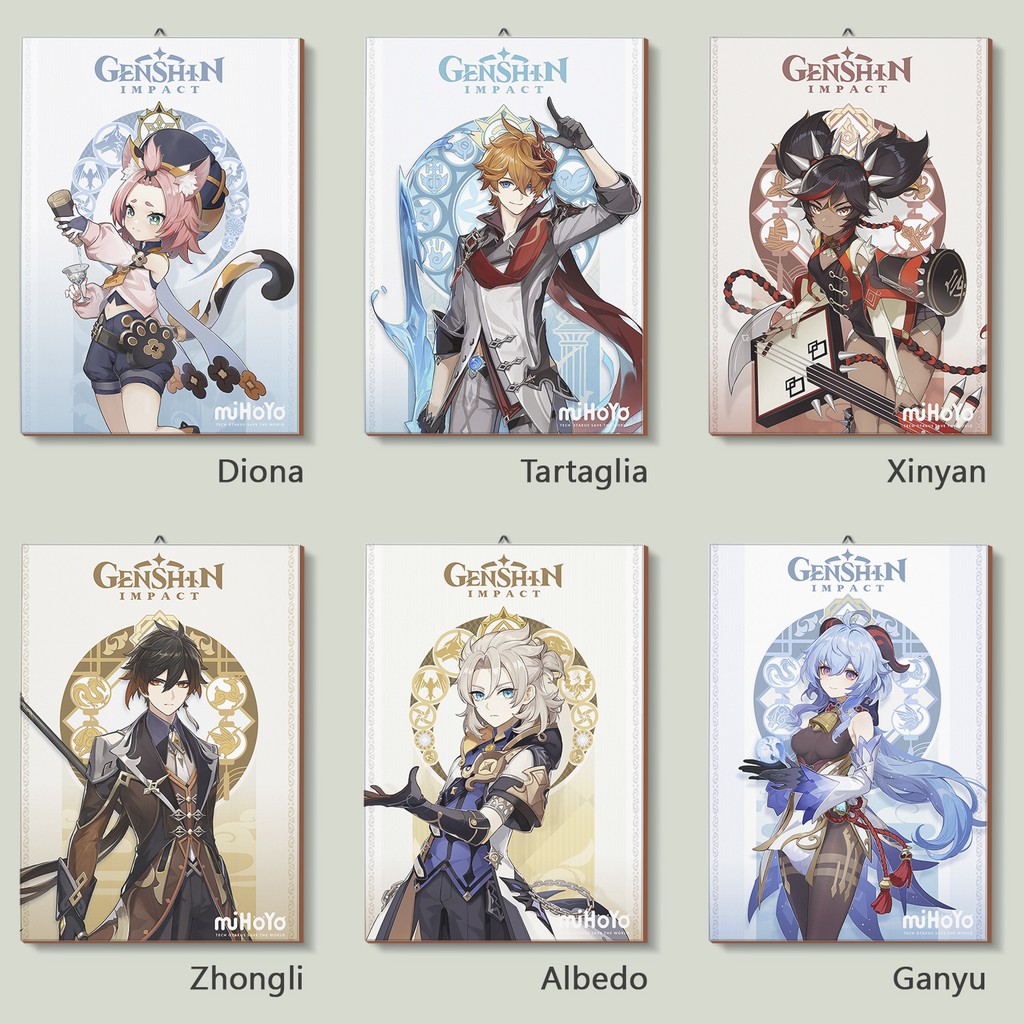 Genshin Impact Character Card Diona Tartaglia Xinyan Zhongli Albedo Ganyu Wood Poster Shopee Singapore