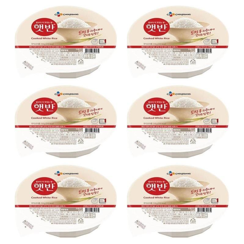 [Bundle of 6] CJ Hetbahn Microwavable White Rice 210g [Korean] Shopee
