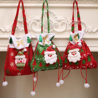 Image of Christmas Gift Handbag Drawstring Present Candy Bag Home Party Xmas Decoration