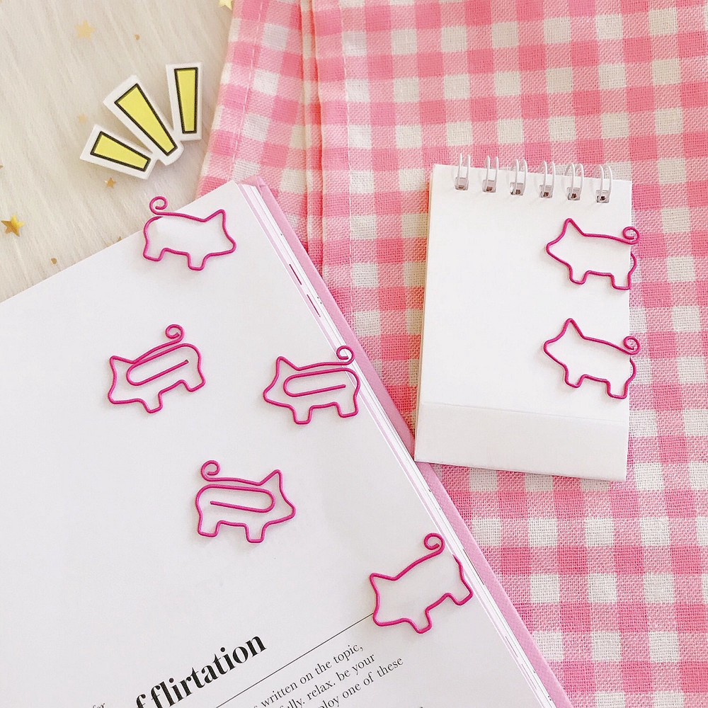 30pcs Pink Pig Paper Clips Cute Animal Shape Paperclips Bookmark Clips Page Marker for Office School Supplies Gifts