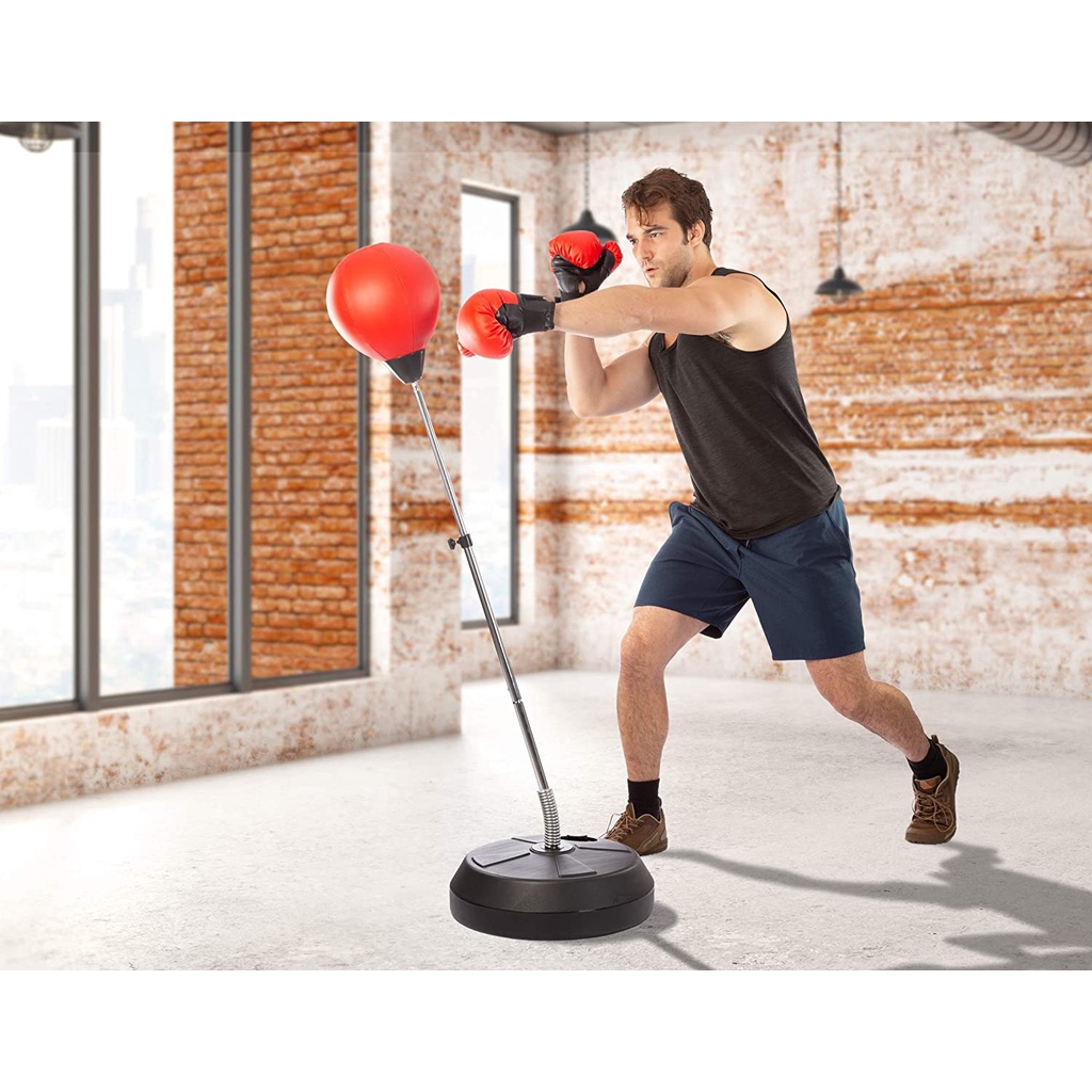 boxing punching stand set with boxing gloves