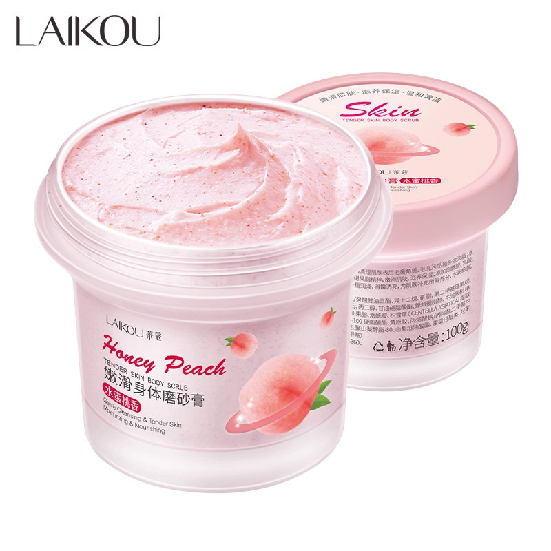 LAIKOU Peach Body Scrub Cream Exfoliating Deep Cleansing Pores Skin