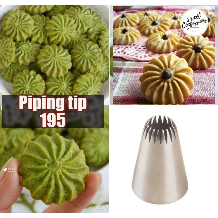 🇸🇬 Cookie Piping tip 195 for floral sunflower piped cookie seamless