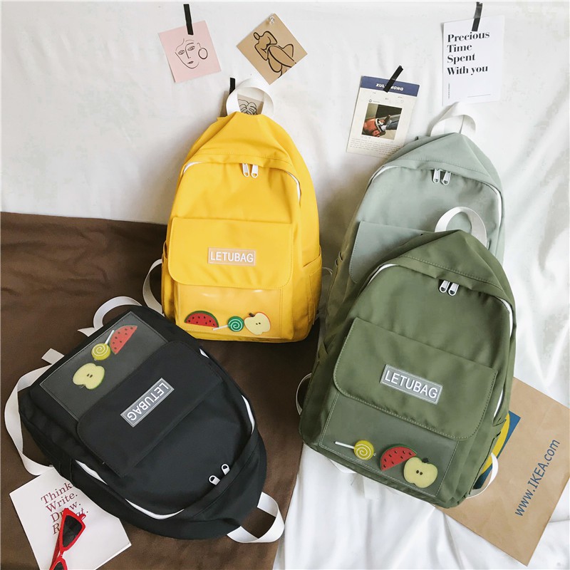 Campus Student Bag Korean Girl Backpack Casual Canvas Backpack Trendy Outdoor Travel Bag Simple Large Capacity Pack - thikin 3pcsset school bags for kids cartoon roblox printing