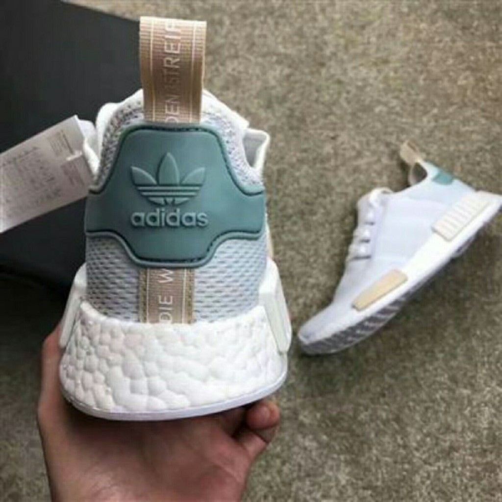 adidas white shoes with green