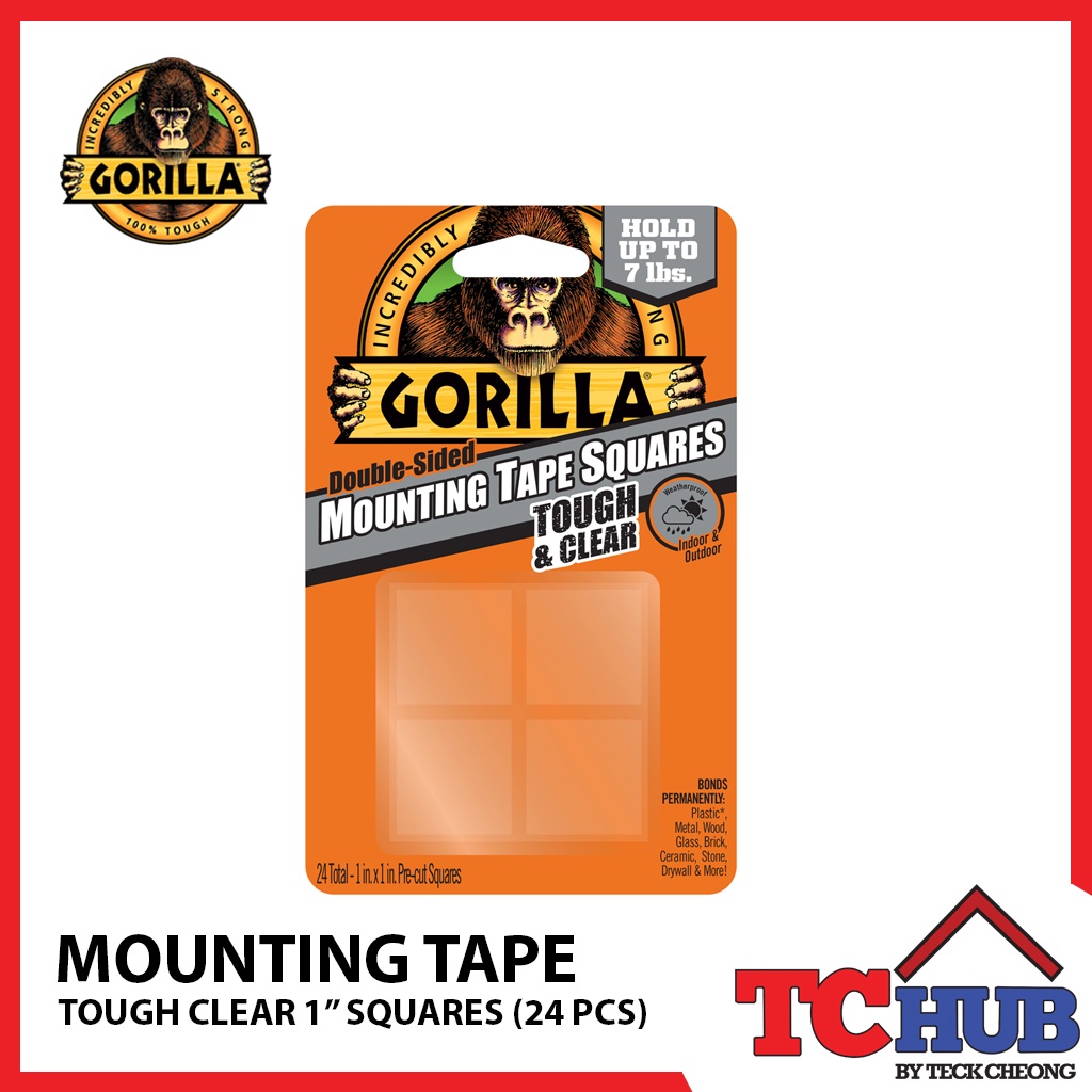 [GORILLA] 6067202 Mounting Tape Squares 1" (24PCS) Shopee Singapore