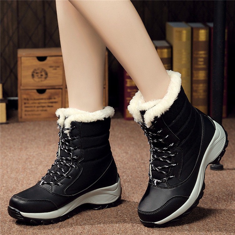fur lined lace up winter boots