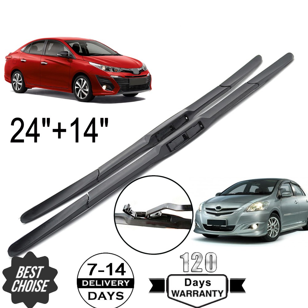 Front Windscreen Wiper Blades Hybrid Wipers For Toyota Vios Mk2 Mk3 2007 2011 2019 Latest Shopee Singapore