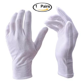 Image of 1 Pair Cotton Gloves/ White Soft Cotton Work Gloves /Comfortable Breathable Serving Gloves/Gloves for Work Coin Jewelry Silver Costume Inspection