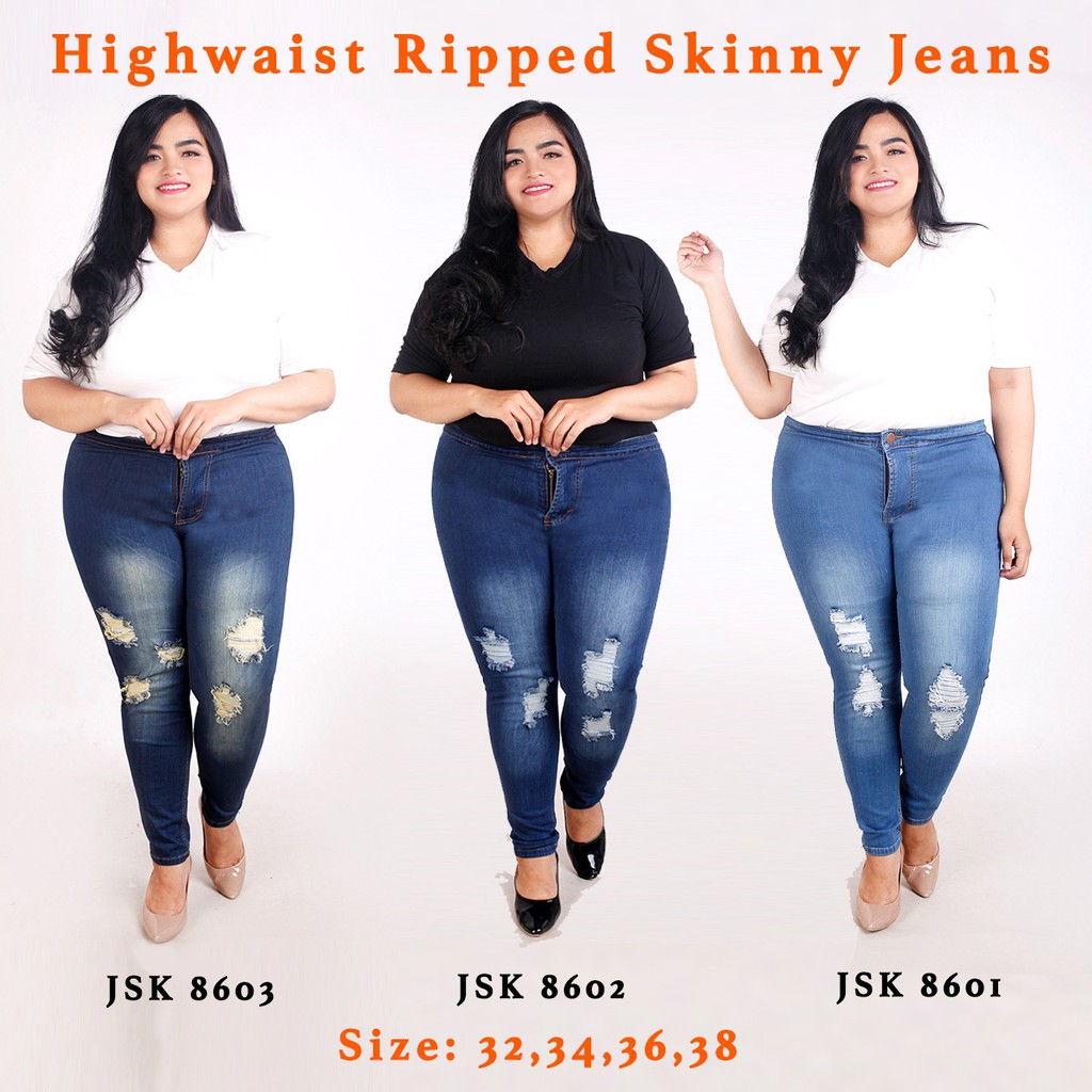 Kapel bekymre Begge Size 32 Burgundy - @ 38 (3 Colors) Plus Size Stretchy Denim Ripped Jeans  For Women High Waist Plus Size | Shopee Singapore