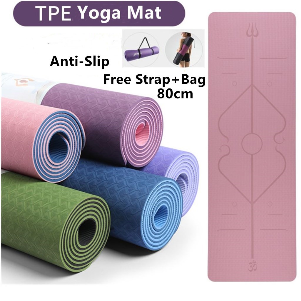 Free Shipping!SG Seller TPE Double-Layer Double-Color Non-slip Yoga mat ...