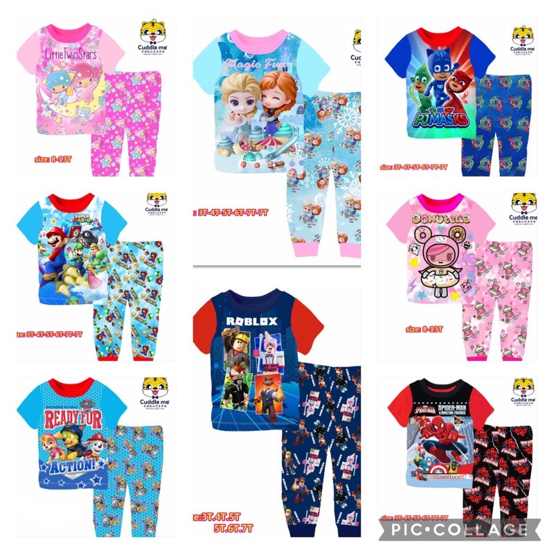 Cuddle Me Short Sleeve Long Pants Pyjamas Roblox Spiderman Paw Patrol Frozen Twin Star Mario Pj Mask Spiderman Shopee Singapore - spiderman roblox pants