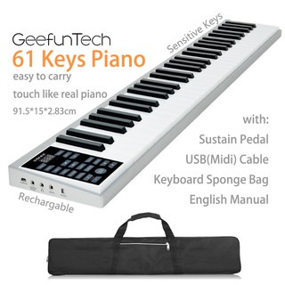 61 keys piano Portable Traveler Electronic Piano rechargeable MIDI Keyboard Silver Color