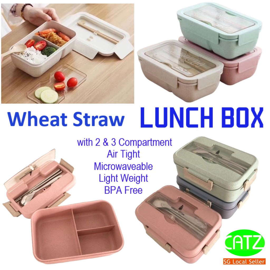 Lunch Box Container Portable 3 Compartment Meal Food Storage Eco-Friendly Microw 