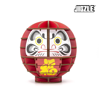 Jigzle Japan Culture Daruma Colored (NEW) 3D Wooden Puzzle for Adults and Kids. Ki-Gu-Mi Wooden Art Gift.