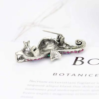 Image of thu nhỏ Creative Personality Colored Diamond Alloy Seahorse Brooch Men's & Women's Clothing Accessories Pin #2