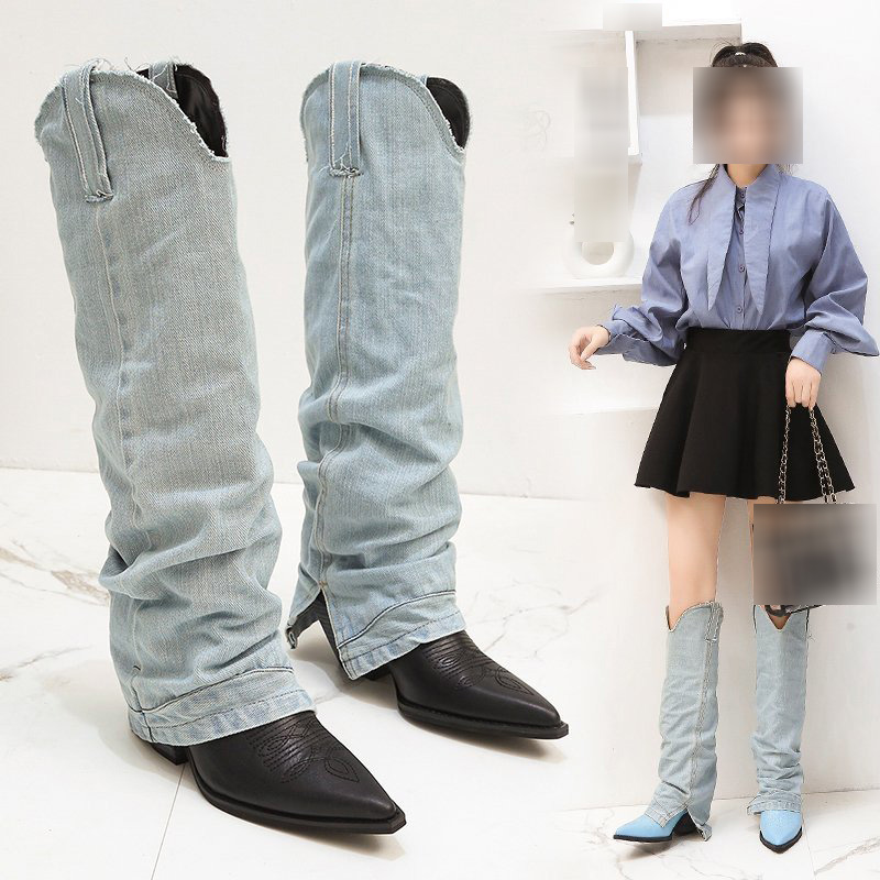 denim high boots