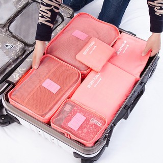 6Pcs Waterproof Travel Luggage Organiser with Packing Cube Storage