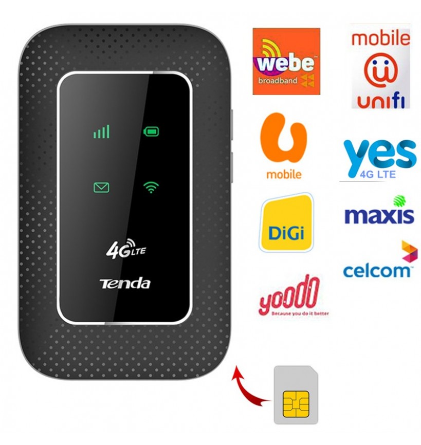 Tenda 4g180 4g Lte Advanced 150mbps Mobile Wi Fi Hotspot Mifi Celcom Umobile Shopee Singapore