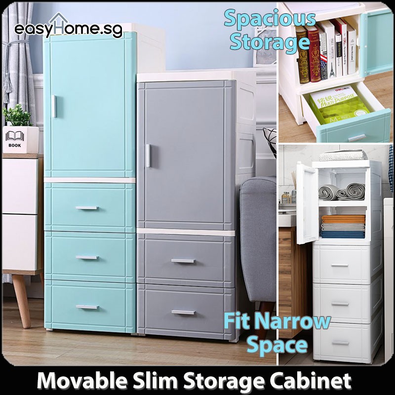 Slim Cabinet Sy Plastic Storage, Plastic Storage Cabinets With Drawers On Wheels