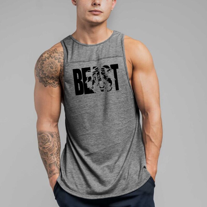 Brand Workout Fashion Gym Muscle Sleeveless Shirt Tank Top Men Casual O ...