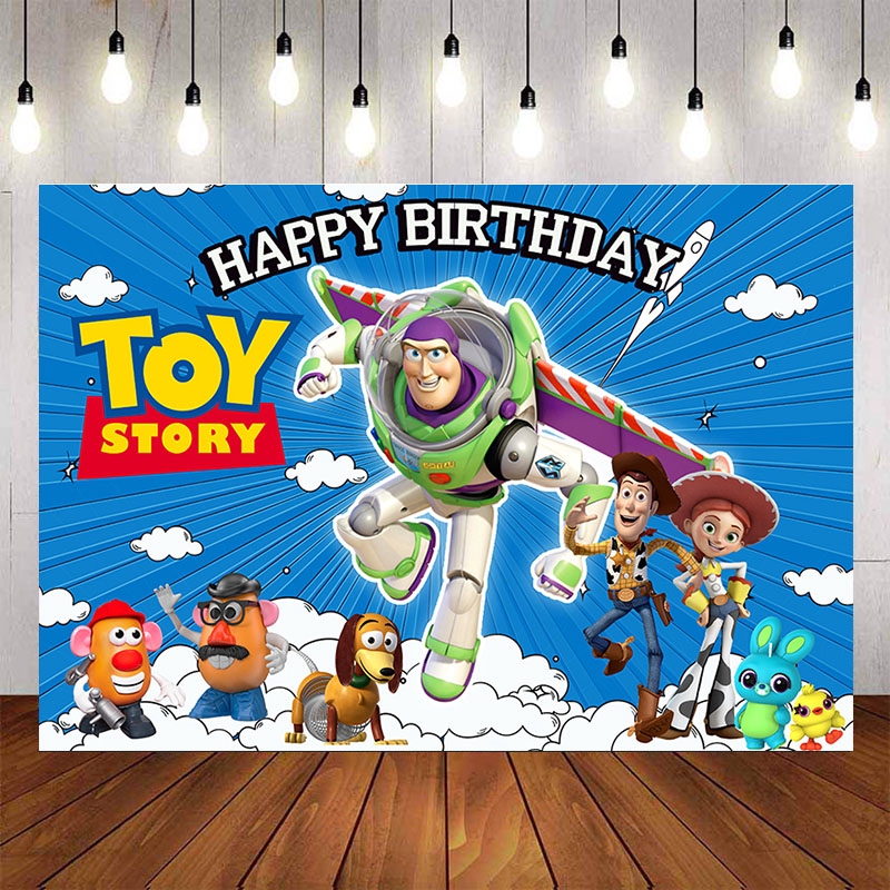 Toy Story 4 Photography Backdrops Blue Clouds Buzz Lightyear Woody