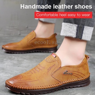 Men's Handmade Casual Leather Shoes Slip-on Shoes Soft Sole Breathable Men's Shoes leather shoes men