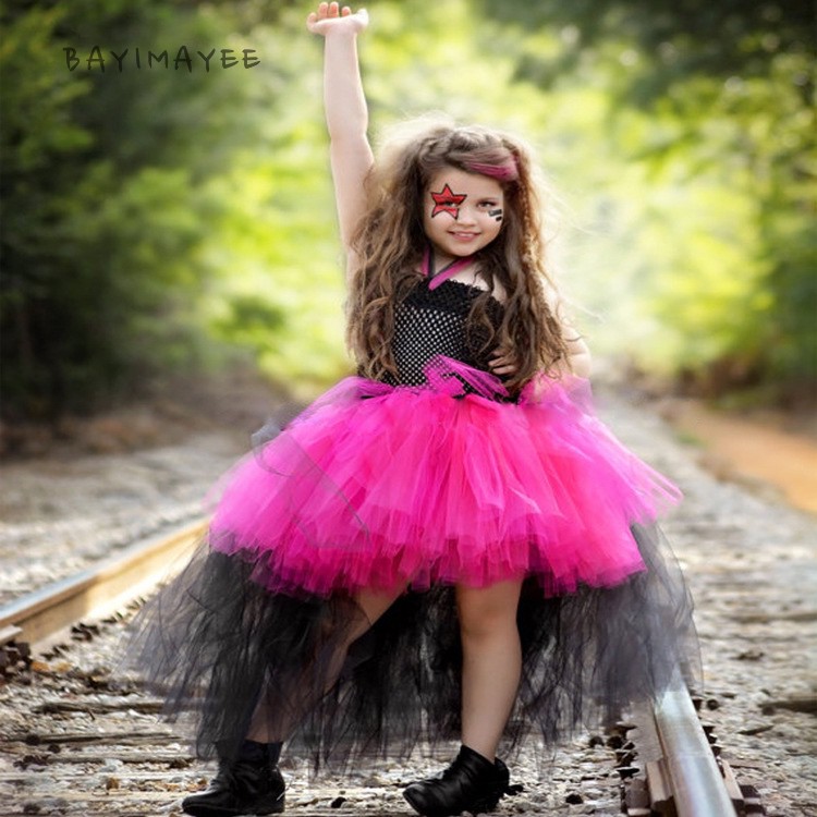 Girls Black Pink Rock King Tutu Dress 