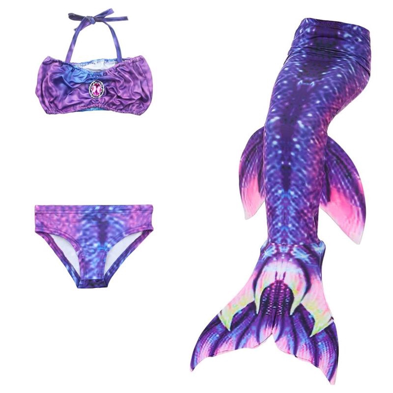 Little Girls 2pcs Swimmable Mermaid Tail Princess Bikini Swim Bathing Suit