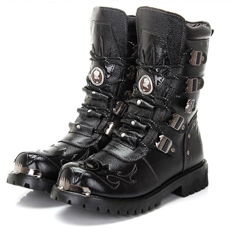 black punk boots mens