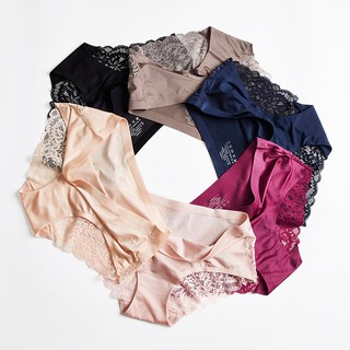 Image of Sexy Girl Soft Lace Panties Ice Silk Seamless Underwear Women Briefs