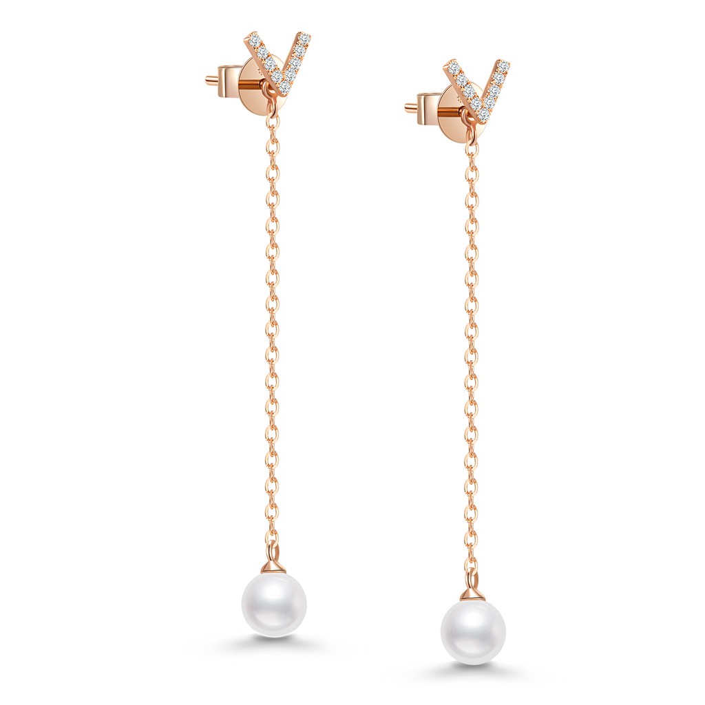 Lee Hwa Jewellery Nacre Vianna Multi Wear 14k Rose Gold Earrings With Pearl And Diamond Shopee 1117