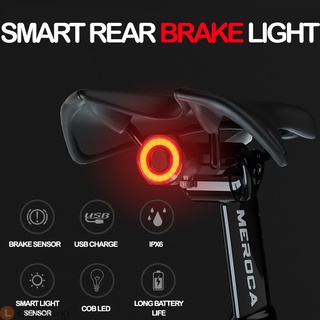 Meroca Smart Bicycle Rear Light Brake Sensing Tail Light Waterproof Cycling LED Light Waterproof USB Charge Taillight