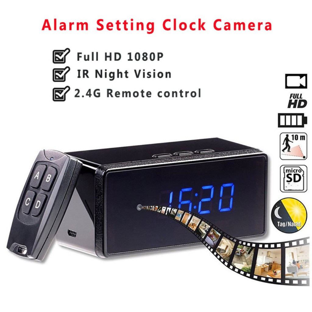 Mini Spy Camera Full HD 1080P Clock Camera Alarm Setting Shopee Singapore