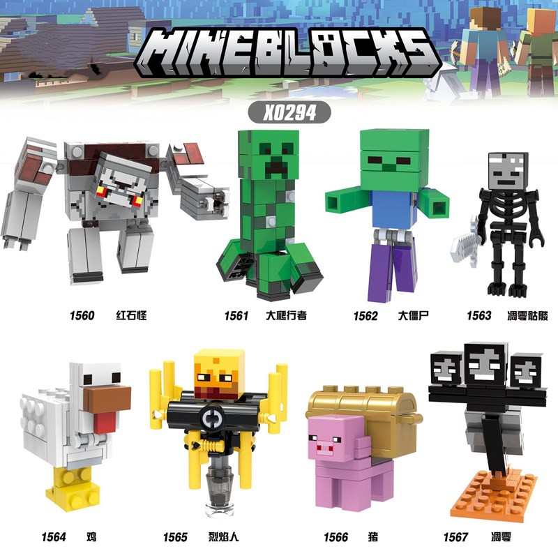 Minecraft Building Blocks Lego Minifigures Steve Alex Iron Golem Ghast